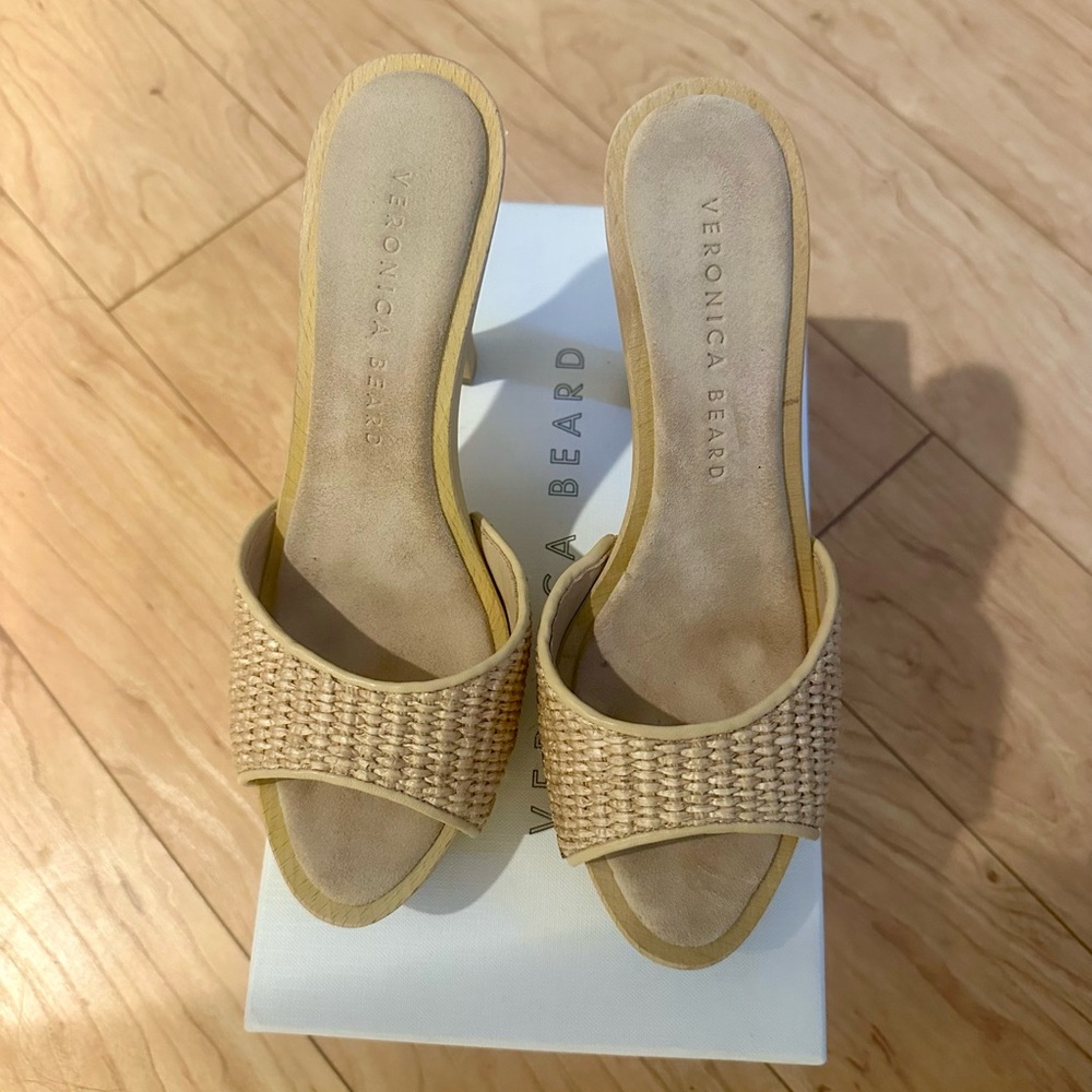 Veronica Beard Layne Block Heel Suede Clog Sandals